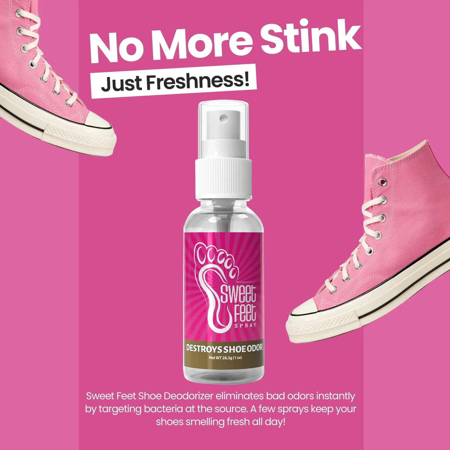 Sweet Feet Spray Sweet Shoe Deodorizer – Destroys Shoe Odor Instantly, 1 oz Bottle - Aloha Imports
