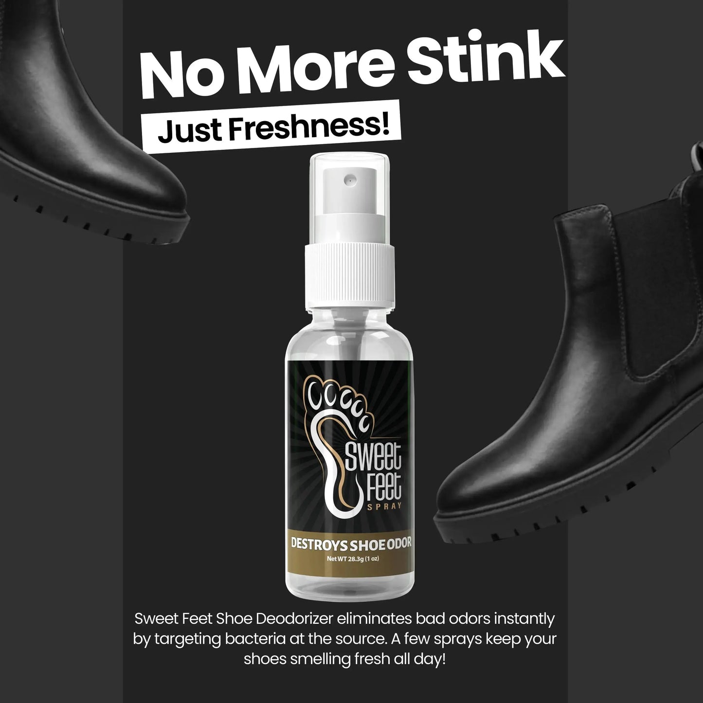 Sweet Feet Spray Fresh Clean Shoe Deodorizer – Destroys Shoe Odor Instantly, x2 1 oz Bottle - Aloha Imports