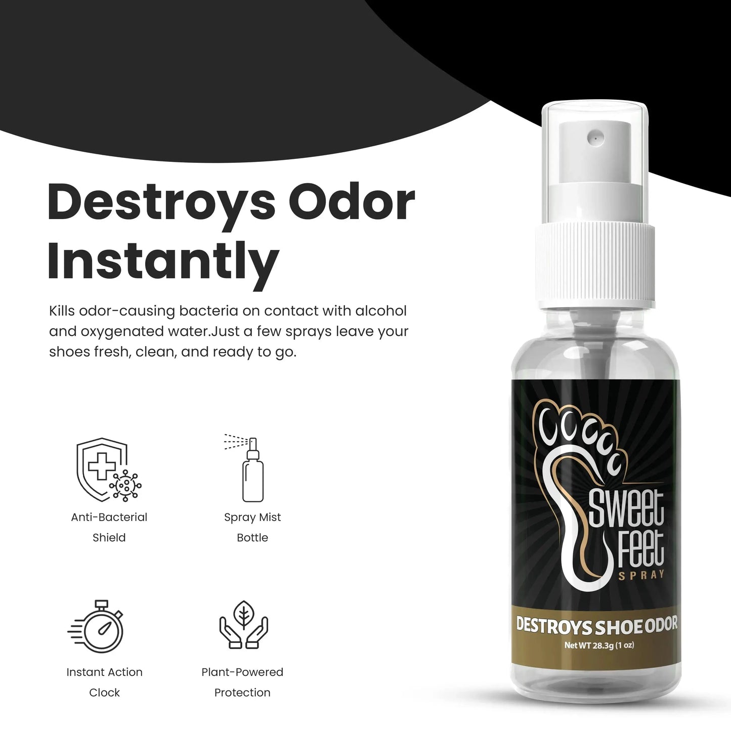 Sweet Feet Spray Fresh Clean Shoe Deodorizer – Destroys Shoe Odor Instantly, x2 1 oz Bottle - Aloha Imports