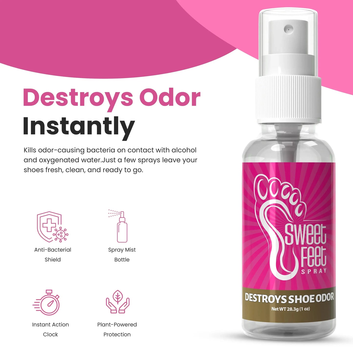 Sweet Feet Spray Sweet Shoe Deodorizer – Destroys Shoe Odor Instantly, 1 oz Bottle - Aloha Imports