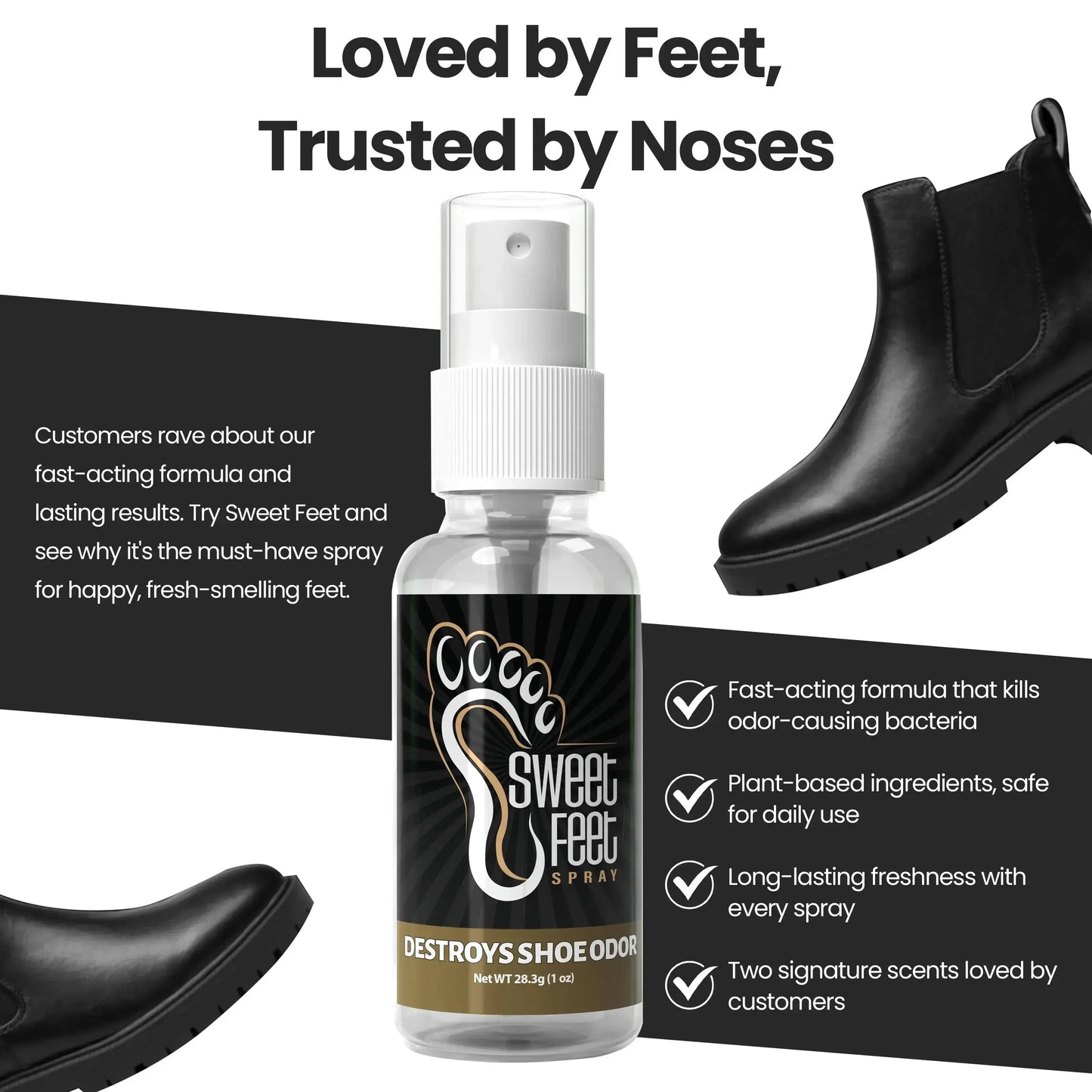 Sweet Feet Spray Fresh Clean Shoe Deodorizer – Destroys Shoe Odor Instantly, x2 1 oz Bottle - Aloha Imports