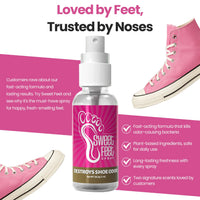 Sweet Feet Spray Sweet Cherry Plum Shoe Deodorizer – Destroys Shoe Odor Instantly, x2 1 oz Bottle - Aloha Imports 