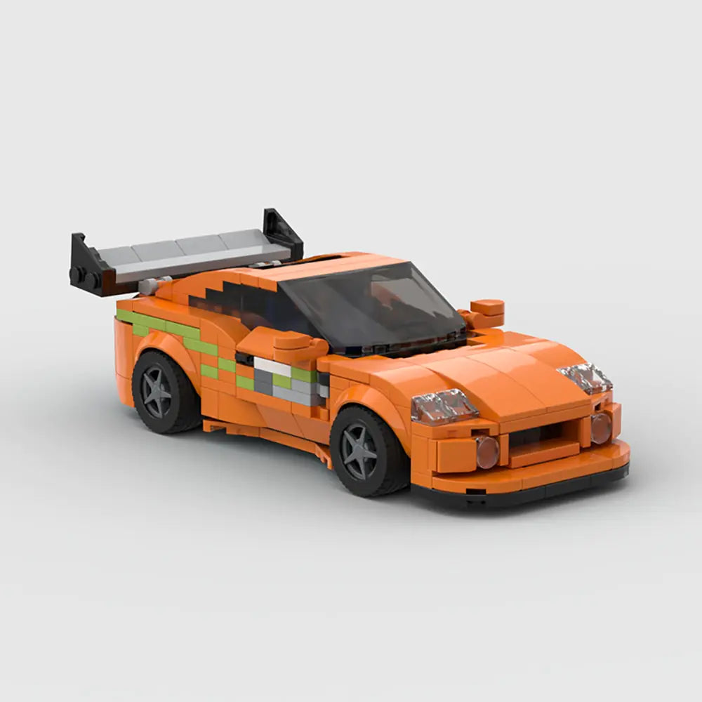 Furious1 Bricks Supra MK4 Building Set Assembled Orange Sports Car | Aloha Imports