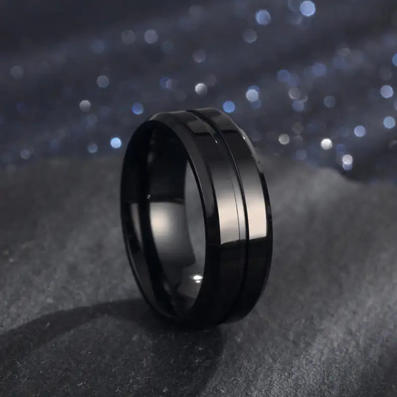 Men's Electroplated Titanium Steel Ring - Modern Geometric Style