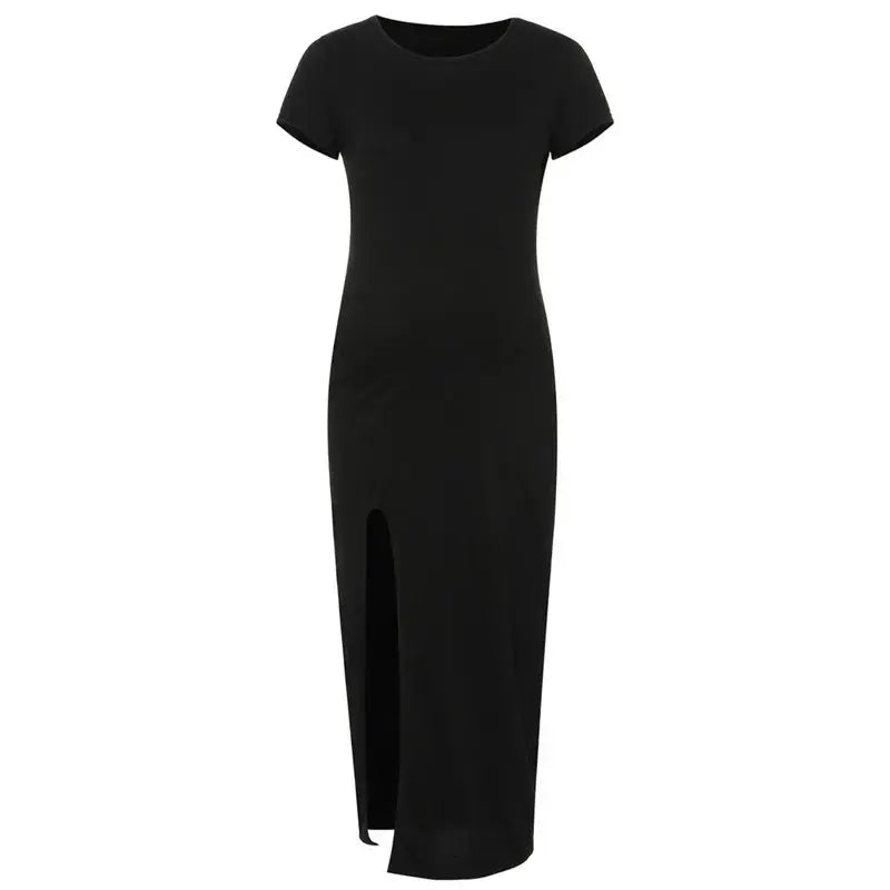 Comfort-Fit Maternity Maxi Dress with Short Sleeves - Perfect for Every Stage of Pregnancy