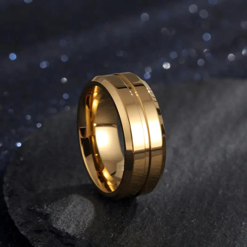 Men's Electroplated Titanium Steel Ring - Modern Geometric Style