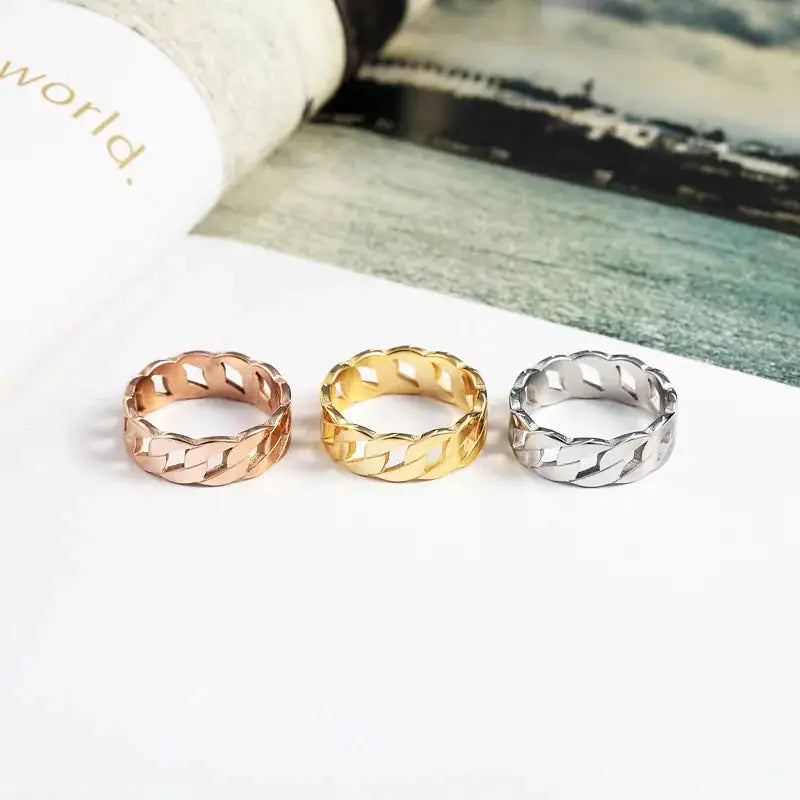 Elegant Twist Band Cassie Ring in Rose Gold, Silver, and Gold Finish