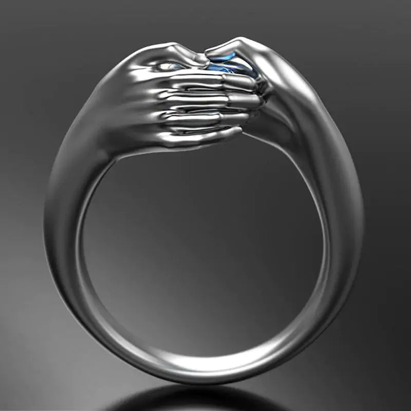 Skeleton Hands Heart-Shaped Unisex Ring – A Romantic Punk Statement